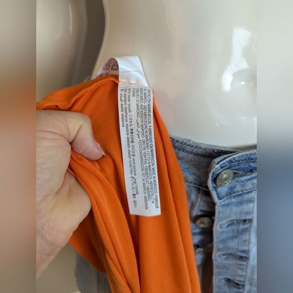 Massimo Dutti Orange Turtleneck Top XS Soft Stretch Lyocell Long Sleeve Fall Bas - Picture 6 of 8